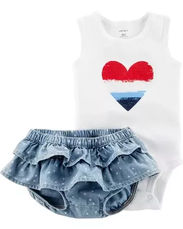 Baby Girl 2-Piece Fourth Of July Bodysuit & Diaper Cover Set | Carters.com