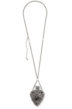 Saint Laurent | Oversized silver-tone and enamel necklace | NET-A-PORTER.COM