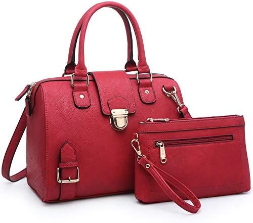Amazon.com: Dasein Women Barrel Handbags Purses Fashion Satchel Bags Top Handle Shoulder Bags Vegan Leather Work Bag Tote (Red) : Clothing, Shoes & Jewelry