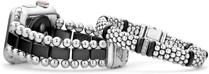 Smart Caviar Stainless Steel Watchband for Apple Watch(R) & Black Caviar Bracelet Set