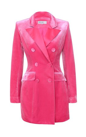 Clothing : Jackets : 'Cristalle' Pink Velvet Blazer Dress