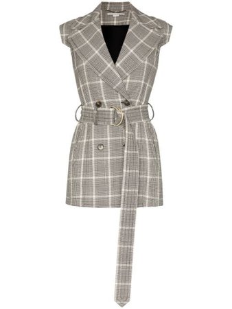 Brown Stella Mccartney Check Belted Waistcoat | Farfetch.com