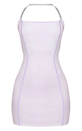 Lilac Croc Print Clear Strap Bodycon Dress | PrettyLittleThing
