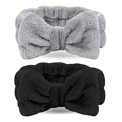 Amazon.com : Spa Headband - 2 Pack Bow Hair Band Women Facial Makeup Head Band Soft Coral Fleece Head Wraps For Shower Washing Face : Beauty & Personal Care