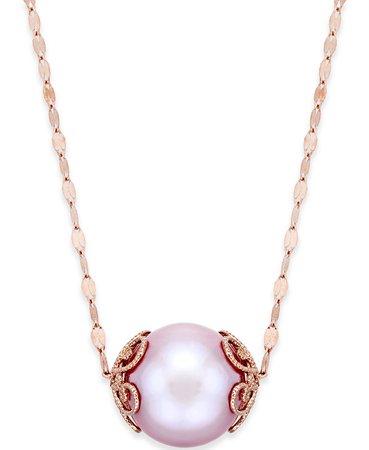 Macy's 14k Rose Gold Pink Windsor Pearl Pendant Necklace