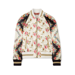 Gucci | Appliquéd floral-print duchesse silk-satin bomber jacket