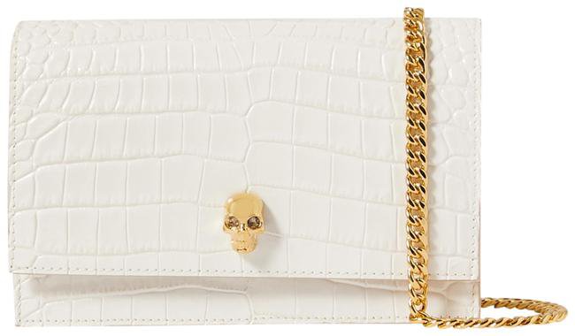 *clipped by @luci-her* Alexander McQueen Skull Mini Embellished White Croc-effect Leather Shoulder Bag - Tradesy