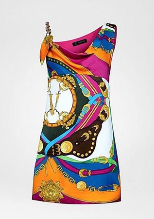 Barocco Rodeo Print Asymmetric Dress From Versace