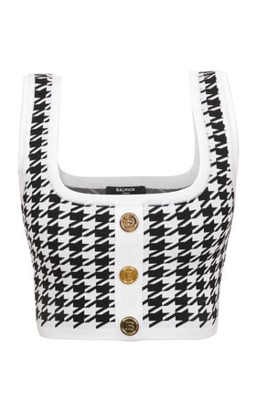 Houndstooth Cropped Knitted Top By Balmain | Moda Operandi