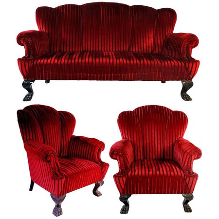 Seating Set of Baroque Sofa and Two Armchairs, Budapest, 1870s For Sale at 1stDibs