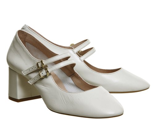 Office Mindy Mary Jane Block Heels Off White Leather - Mid Heels