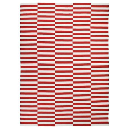 STOCKHOLM 2017 Rug, flatwoven, stripe handmade, white stripe red orange - IKEA