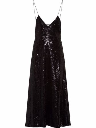 Shop Miu Miu sequin-embellished flared dress with Express Delivery - FARFETCH