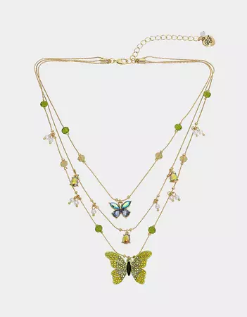 ALL A FLUTTER BUTTERFLY LAYERED NECKLACE MULTI | Butterfly Necklaces – Betsey Johnson