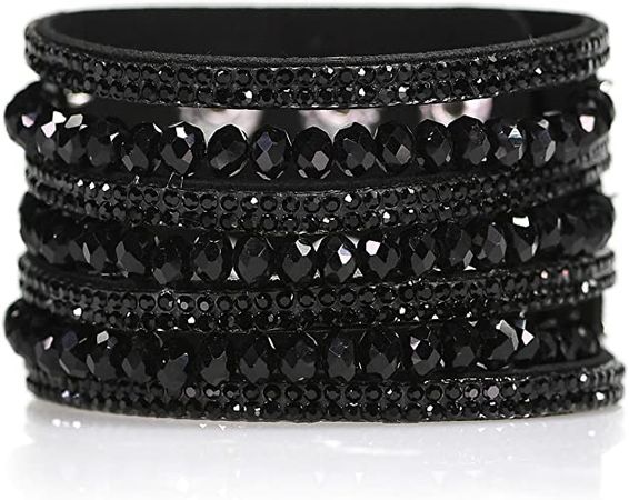 Amazon.com: Alloy Metal Jewelry Women's Bracelet by BEYA. Uniquely Embedded with Stone and Crystal Beaded Fashion Cuff Bracelets for Girls, Teenagers, and Women | Black Accents : Clothing, Shoes & Jewelry