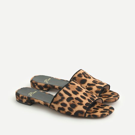 J.Crew: Abbie Slide Sandals In Leopard Calf Hair For Women