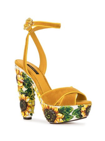 Dolce & Gabbana Sunflower Print Platform Sandals - Farfetch