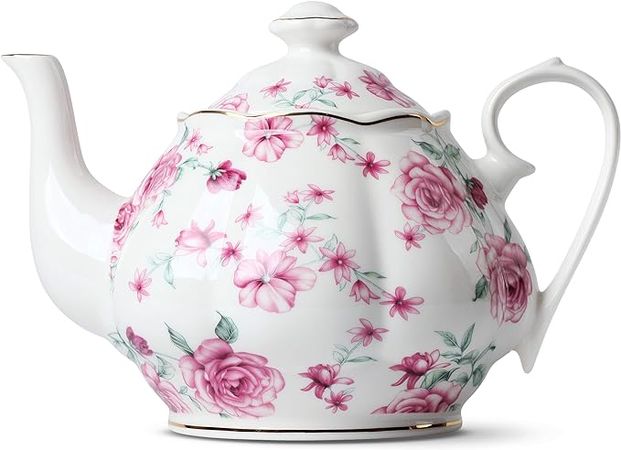 Amazon.com | BTaT- Floral Tea Pot, Teapot, Porcelain Teapot, 38 oz, Floral Teapot, Bone China Teapot for Tea Set, Ceramic Tea Kettle, Tea Pots for Tea Cup, Tea Pot Ceramic, Tea Pots for Loose Tea: Teapots