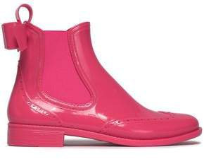Red(V) Red(v) Bow-embellished Glossed-rubber Ankle Boots