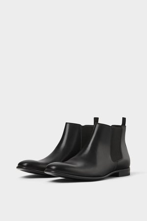 BLACK LEATHER ANKLE BOOTS - Leather-SHOES-MAN | ZARA United Kingdom