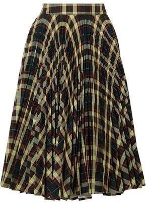 Pleated Checked Twill Skirt