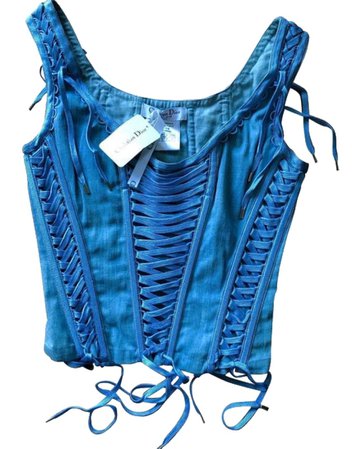 Dior royal blue lace up corset