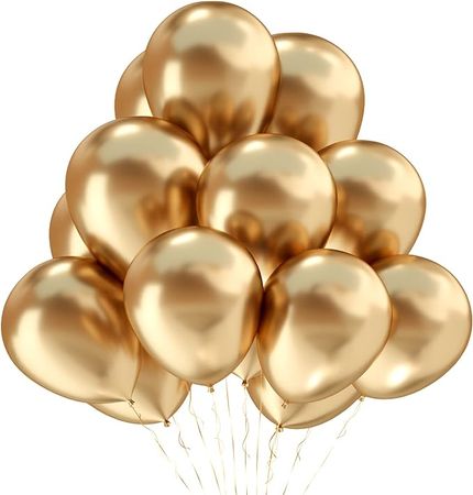 Amazon.com: Gold Metallic Chrome Latex Balloons - 50 Pack 12 inch Round Helium Balloons for Birthday Wedding Graduation Baby Shower Party Decorations : Home & Kitchen