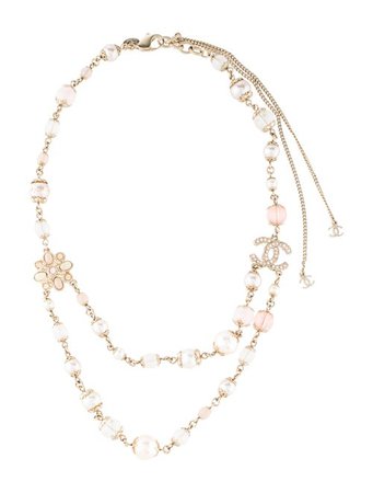 Chanel Crystal, Faux Pearl & Resin CC Double Strand Necklace - Necklaces - CHA320376 | The RealReal
