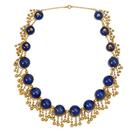 gold and lapis festoon necklace