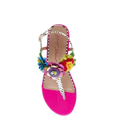 Betsey Johnson Women's Angie Flower Embellished Flat Sandals & Reviews - Sandals - Shoes - Macy's