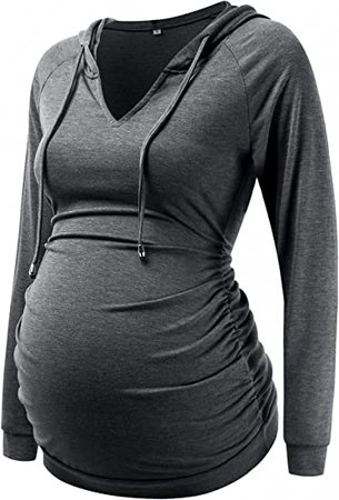 DEBELLY Maternity Shirt Pregnancy Top Casual Tee Mama T Shirt Maternity,Burgundy,M at Amazon Women’s Clothing store