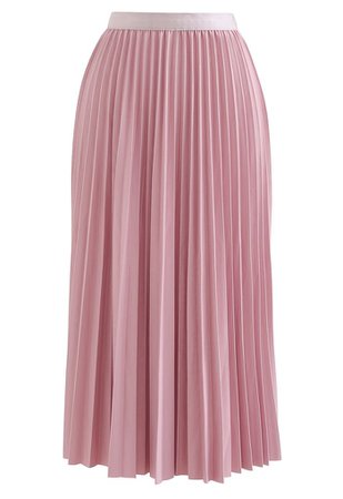 Simplicity Pleated Midi Skirt in Pink - Retro, Indie and Unique Fashion
