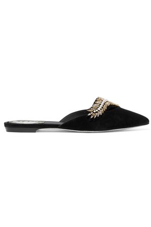 René Caovilla | Embellished suede slippers | NET-A-PORTER.COM