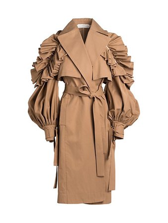 Shop UNTTLD FW21 Gene Puff Sleeve Trench Coat | Saks Fifth Avenue