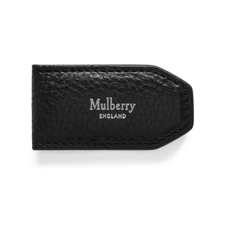 Leather Money Clip | Black Natural Grain Leather | Men | Mulberry