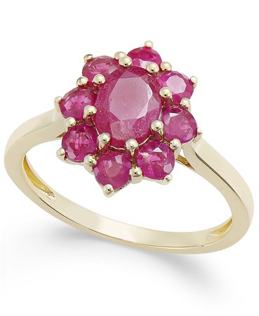 Macy's Certified Ruby Cluster 14k Gold Ring