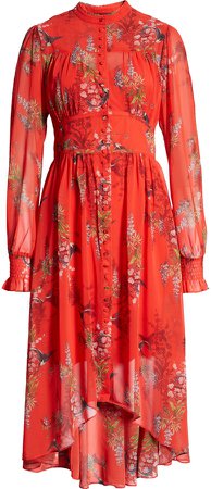 Leonie Melisma Floral High/Low Long Sleeve Dress