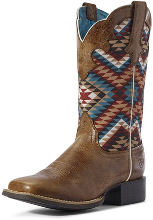 Ariat Women's Square Toe Round Up Willow Cowgirl Boots - Tan - Stages West