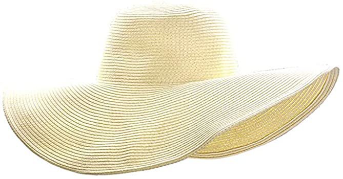 ASSQI Women Foldable Floppy Wide Large Brim Sun Hats Derby Cap Beach Straw Hat Beige at Amazon Women’s Clothing store