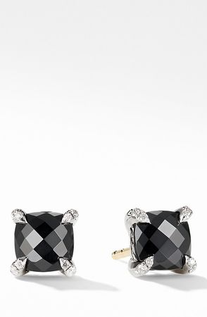 Chatelaine(R) Stud Earrings with Black Onyx & Diamonds