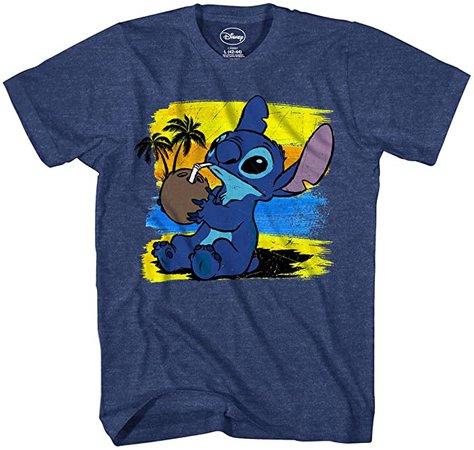 Disney Lilo and Stitch Coconut Beach Vacation T-Shirt (Large, Heather Navy) | Amazon.com