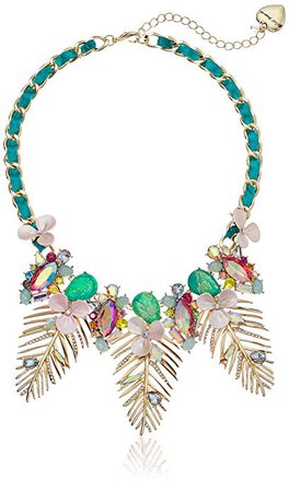 Amazon.com: Betsey Johnson (GBG) Paradise Lost Women's Gold Leaf Frontal Necklace, Green, One Size: Gateway