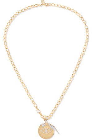 Sydney Evan | 14-karat yellow and white gold diamond necklace | NET-A-PORTER.COM