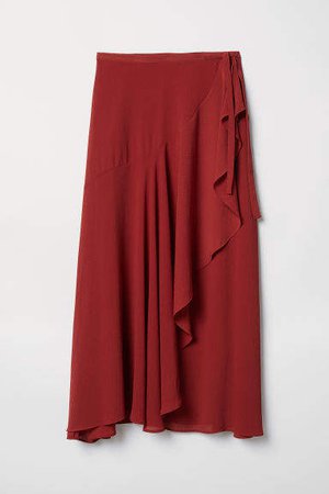 Wrap-front Skirt - Red