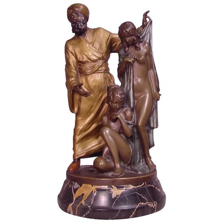 Ultimate Antique Signed Lorenzl Vienna Bronze Slave Seller and 2 Semi : Beverly Hills Antiques | Ruby Lane
