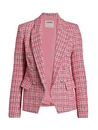 L'Agence Kenzie Tweed Double-Breasted Blazer