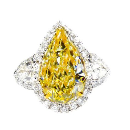 Yellow Diamond Pear Ring