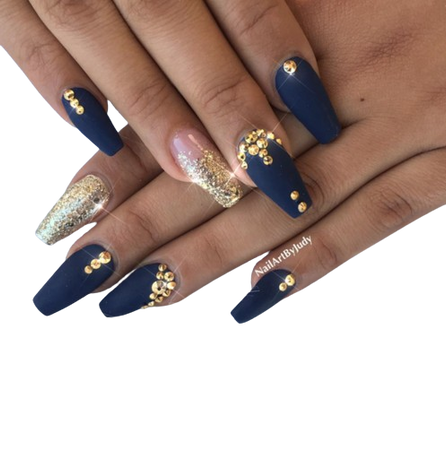 Navy Gold Nails
