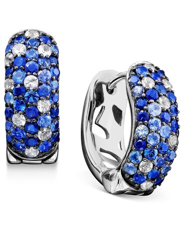 EFFY Sterling Silver Shades Of Sapphire Hoop Earrings