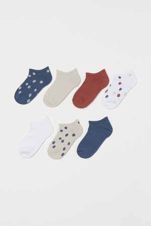 Sports socks, 7 pairs - Brick red / polka dot - BOYS | H&M IT